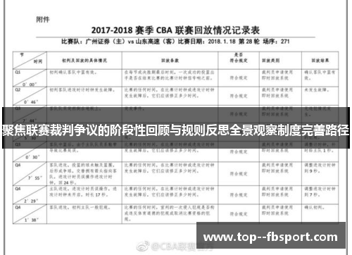 聚焦联赛裁判争议的阶段性回顾与规则反思全景观察制度完善路径